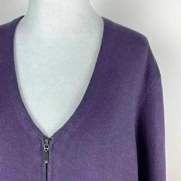 Lands end sweater size 1X 16-18 purple zip V-neck - Picture 2 of 8